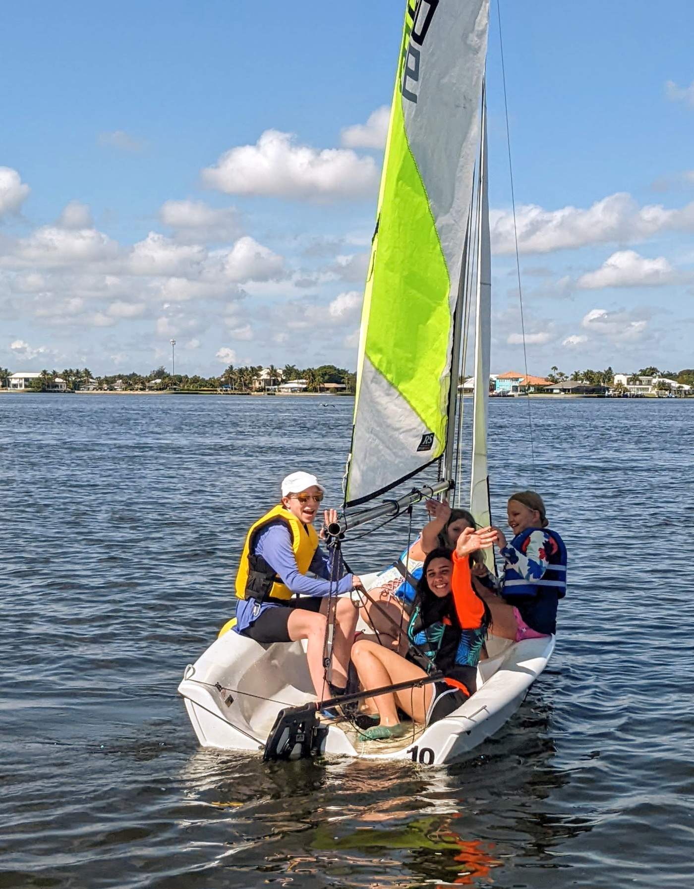 Children sailing a boat