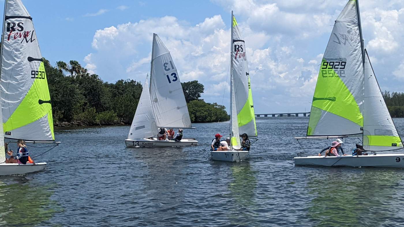 A group of sailboats in the lagoon