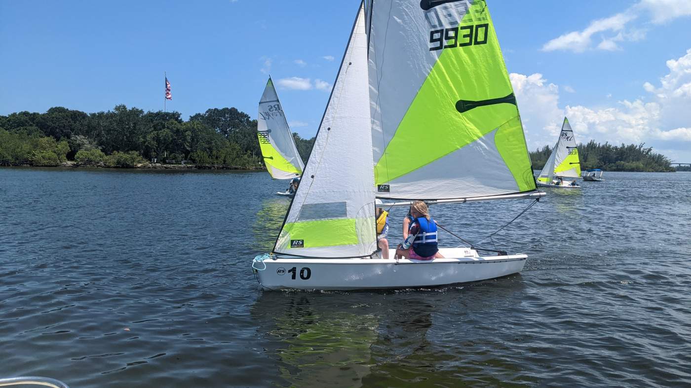 A group of sailboats in the lagoon