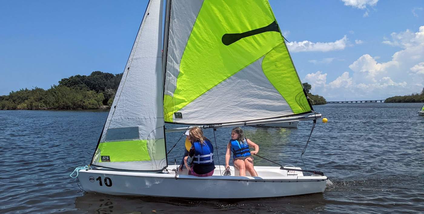 Children sailing a boat