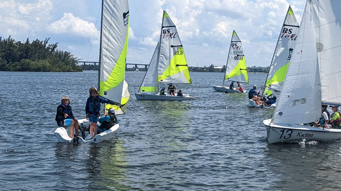 A group of sailboats in the lagoon