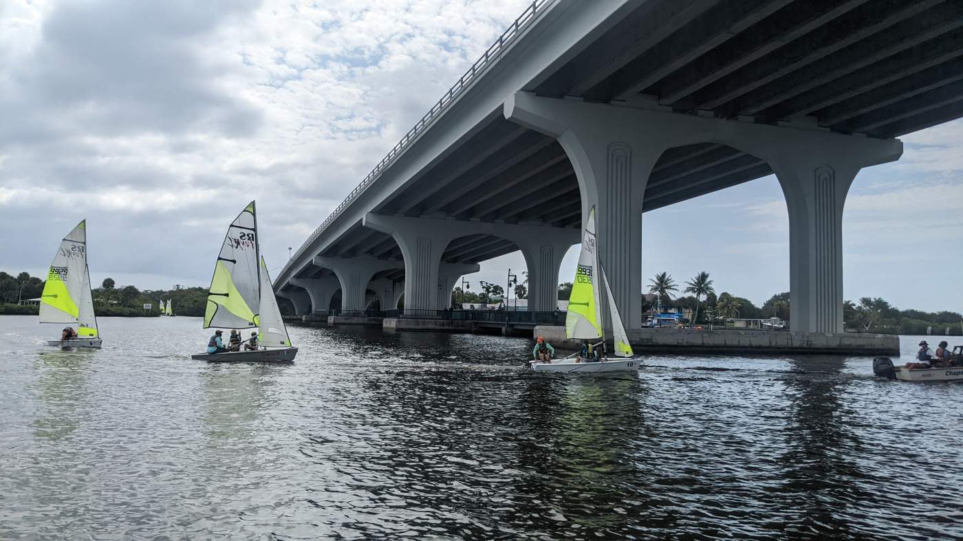 Sailboats near the bridge