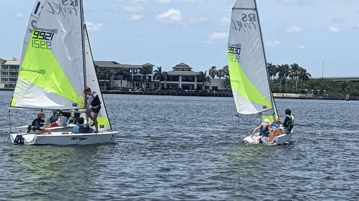 Two sailboats in the lagoon