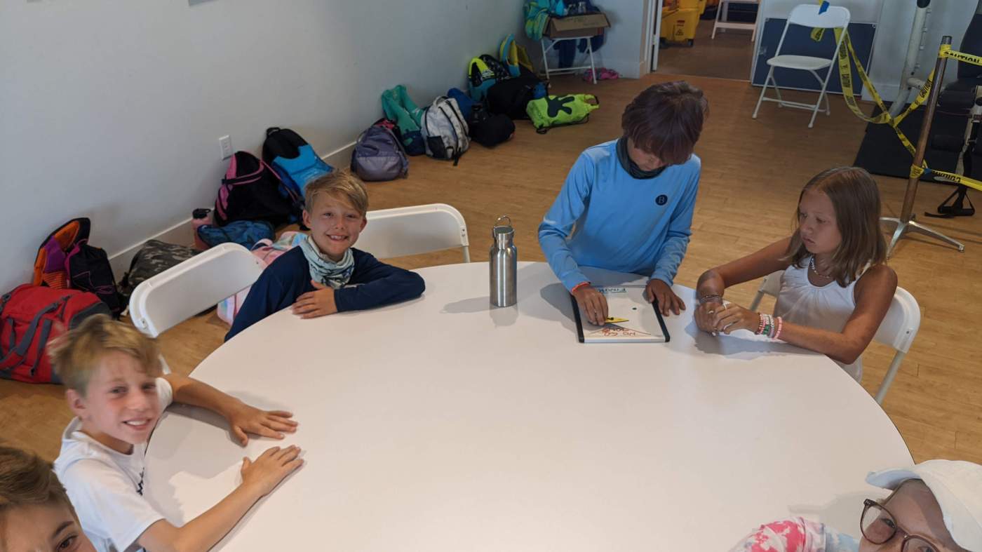 Children seated around a table