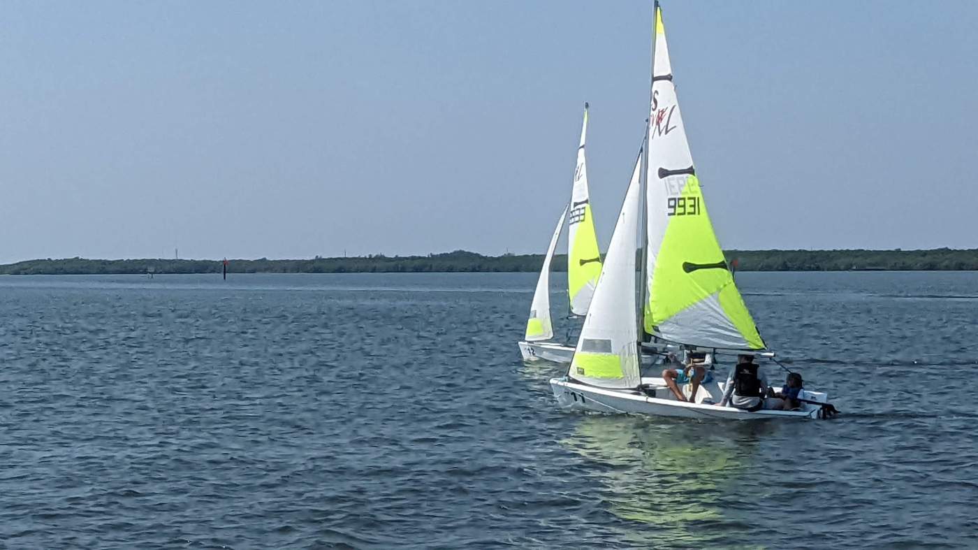 Two sailboats in the lagoon