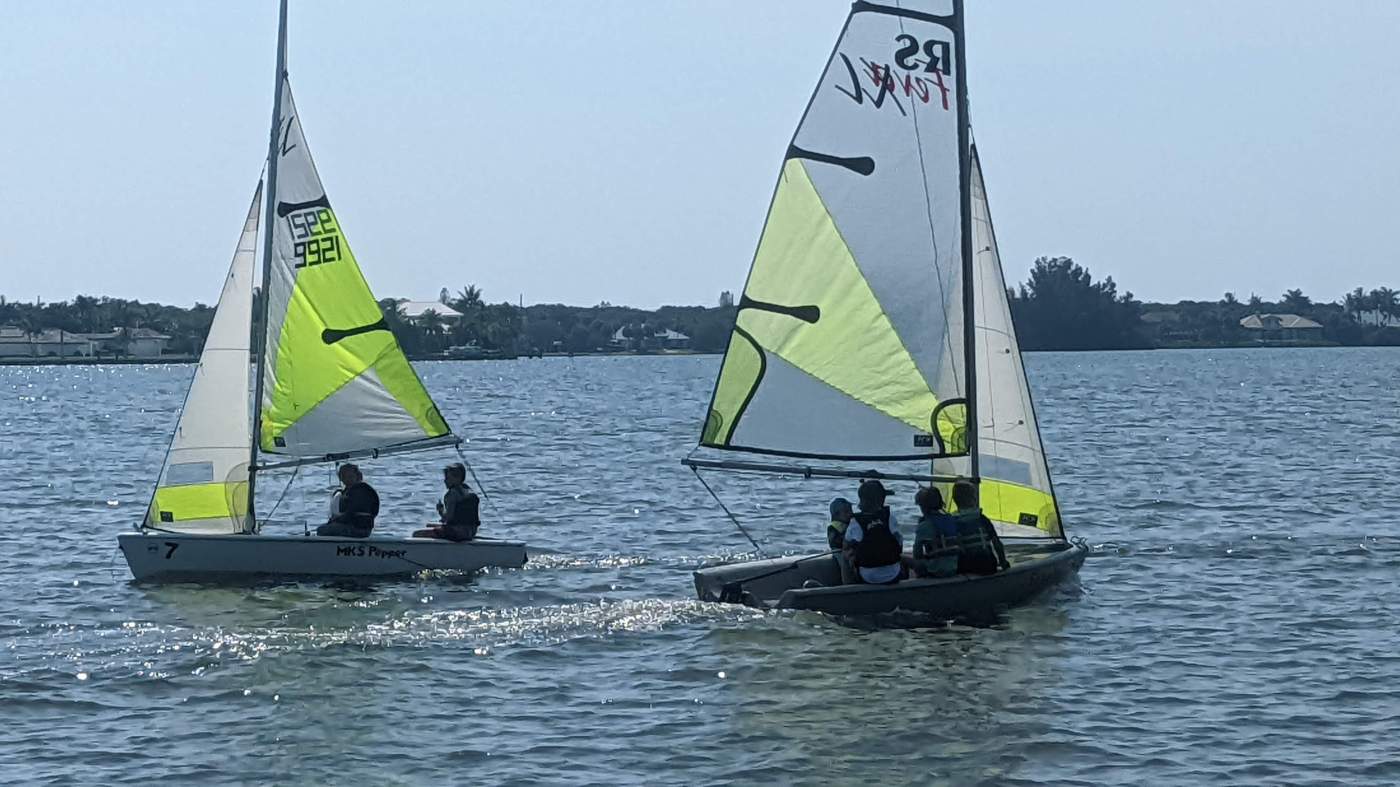 Two sailboats in the lagoon