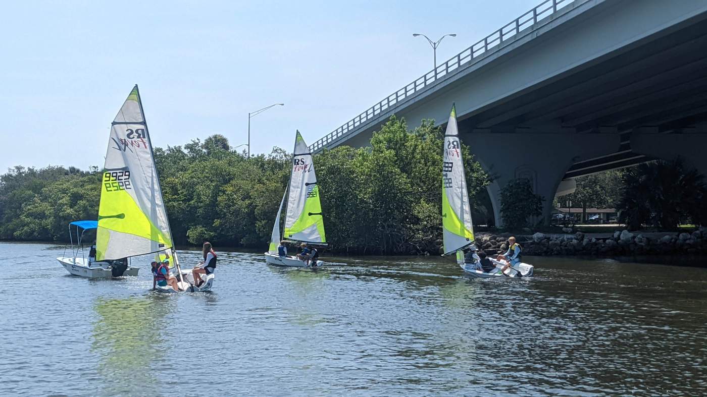 Sailboats near the bridge