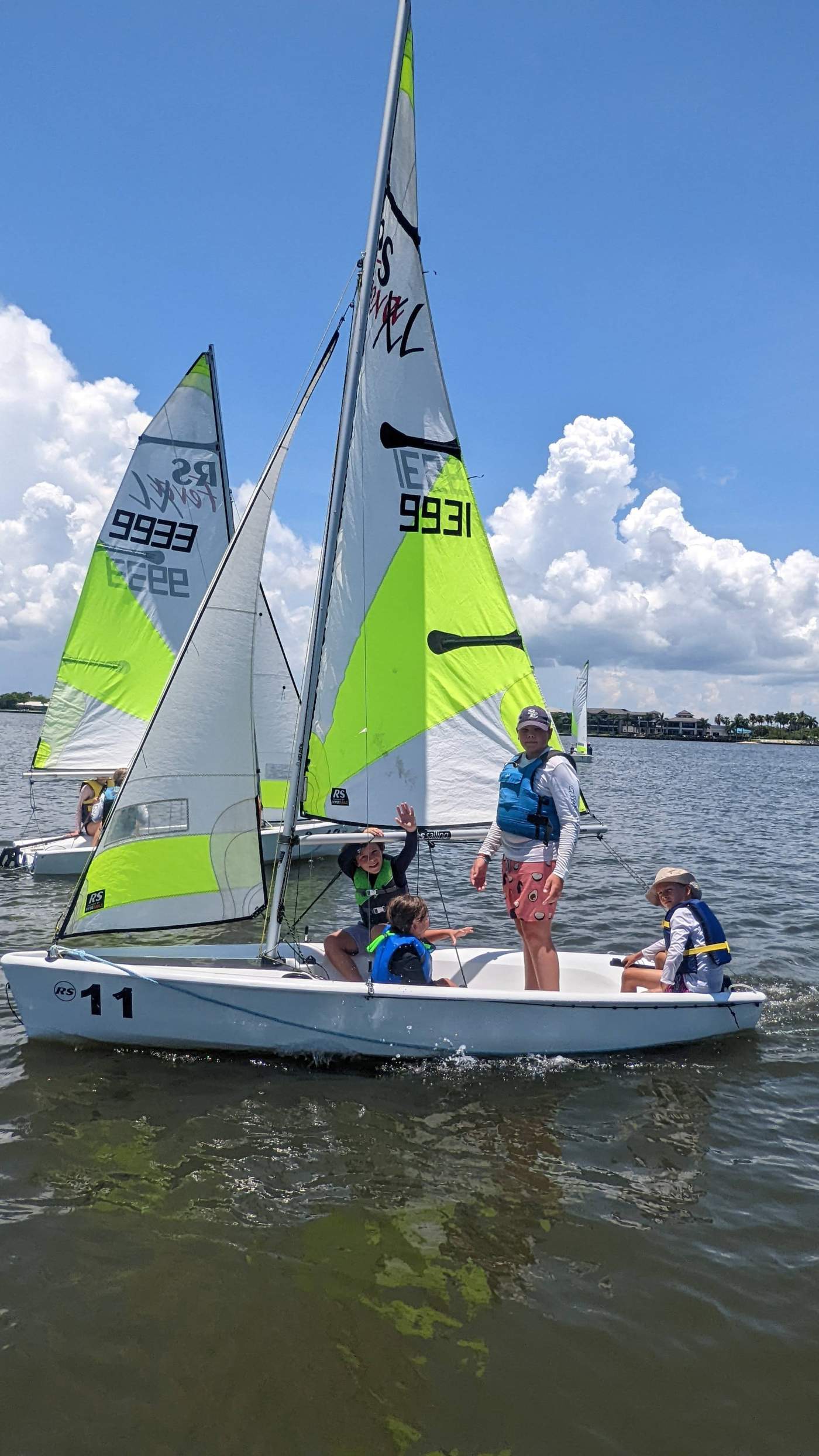 Children sailing a boat