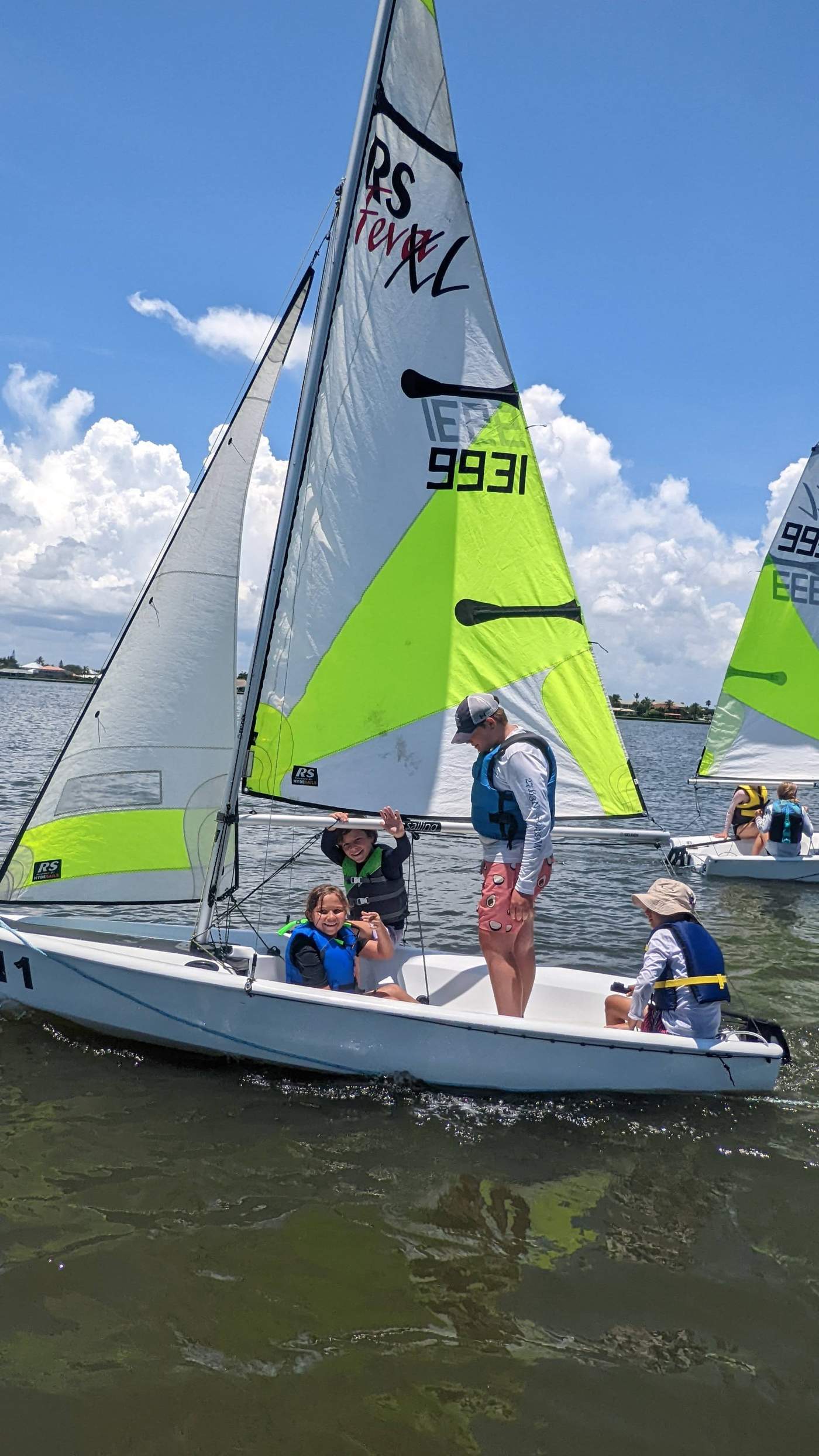 Children sailing a boat