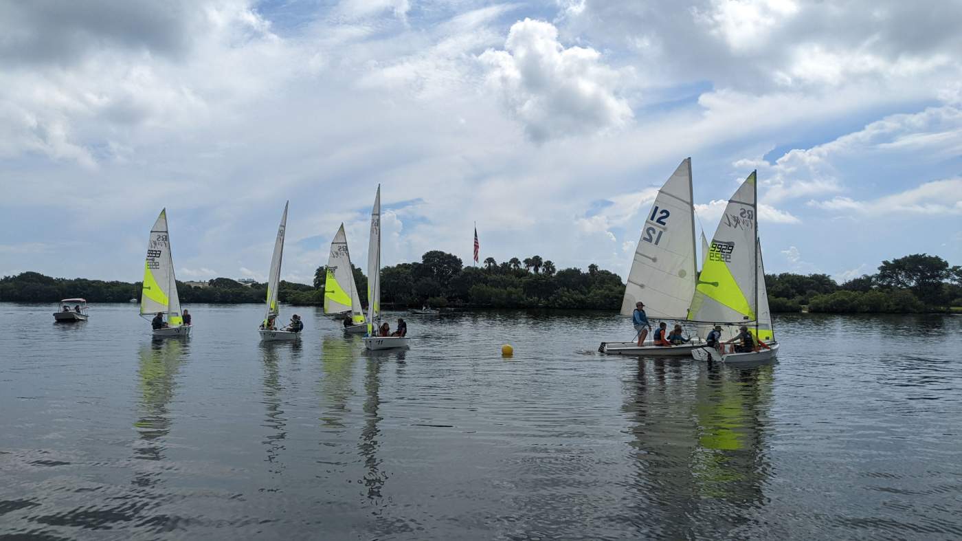 Children sailing a boat