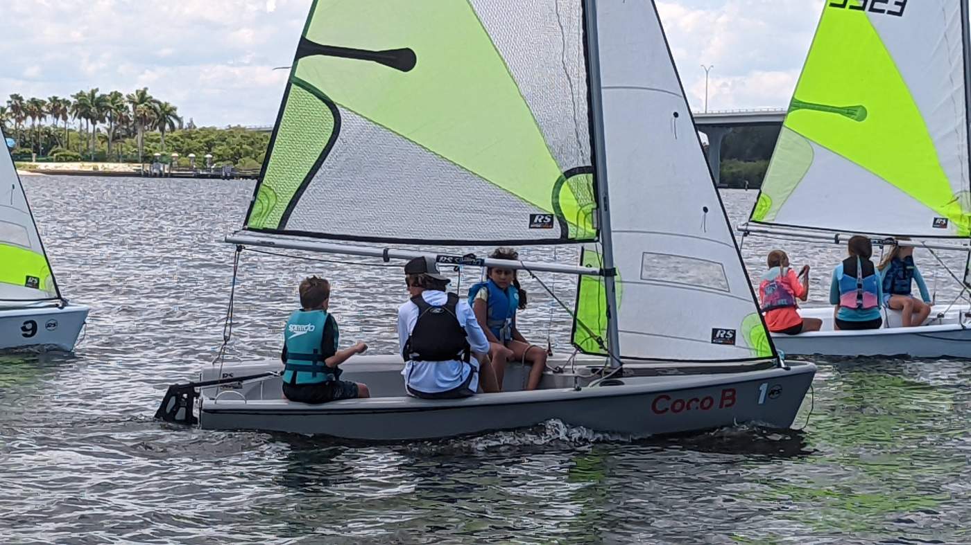 Children sailing a boat