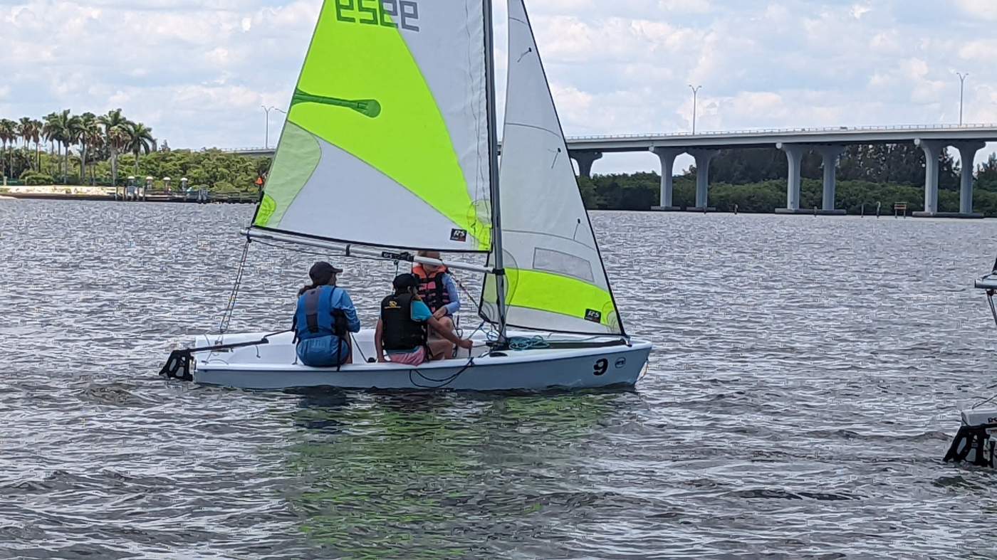 Children sailing a boat