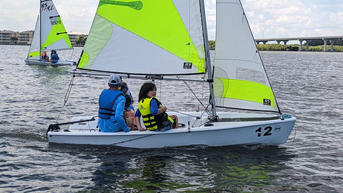 Children sailing a boat