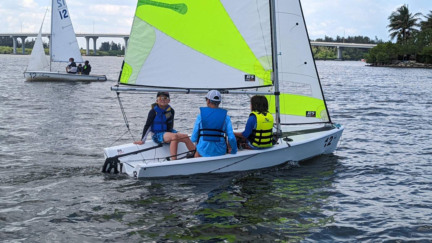 Children sailing a boat