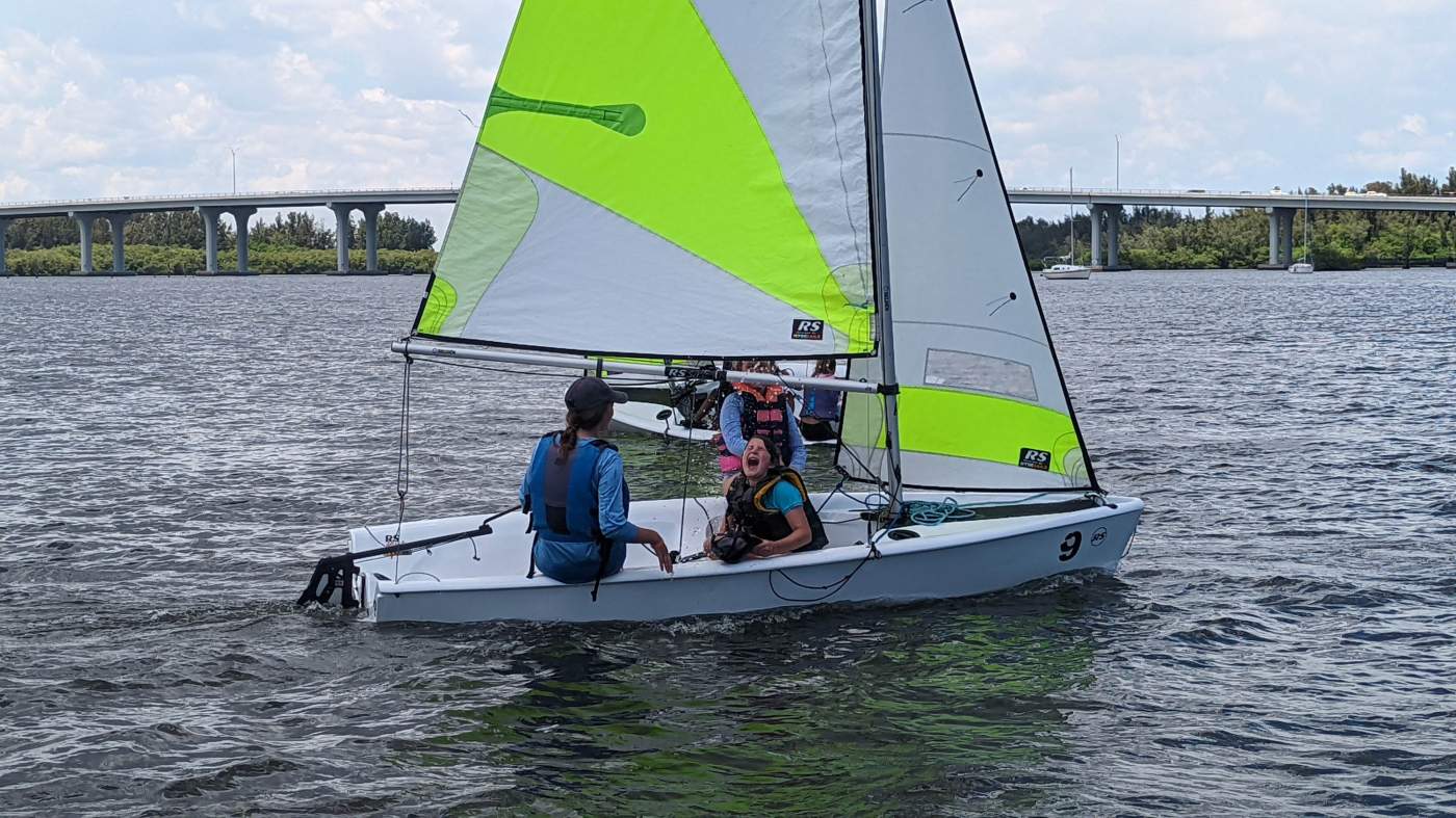 Children sailing a boat