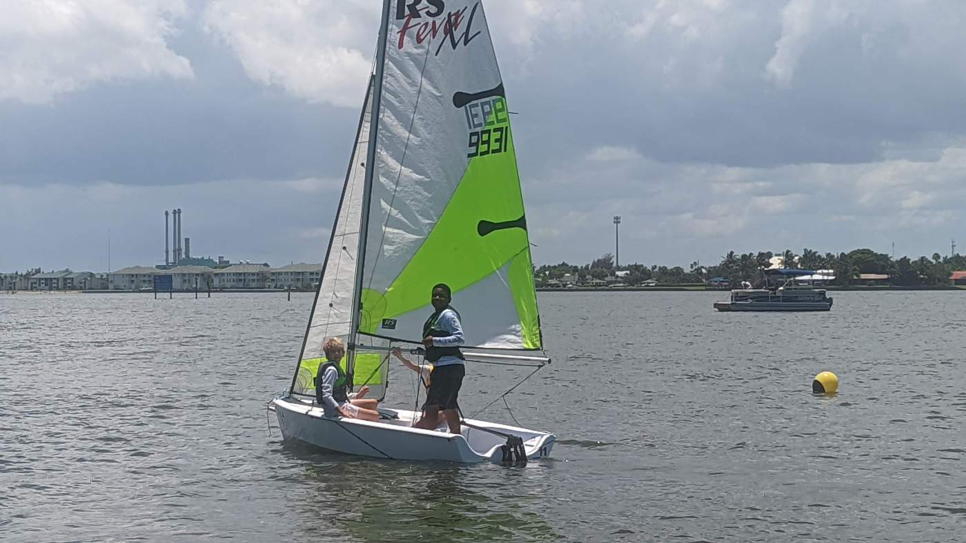 Children sailing a boat