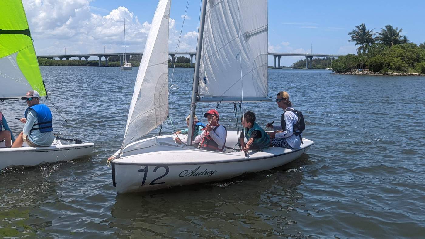 Children sailing a boat