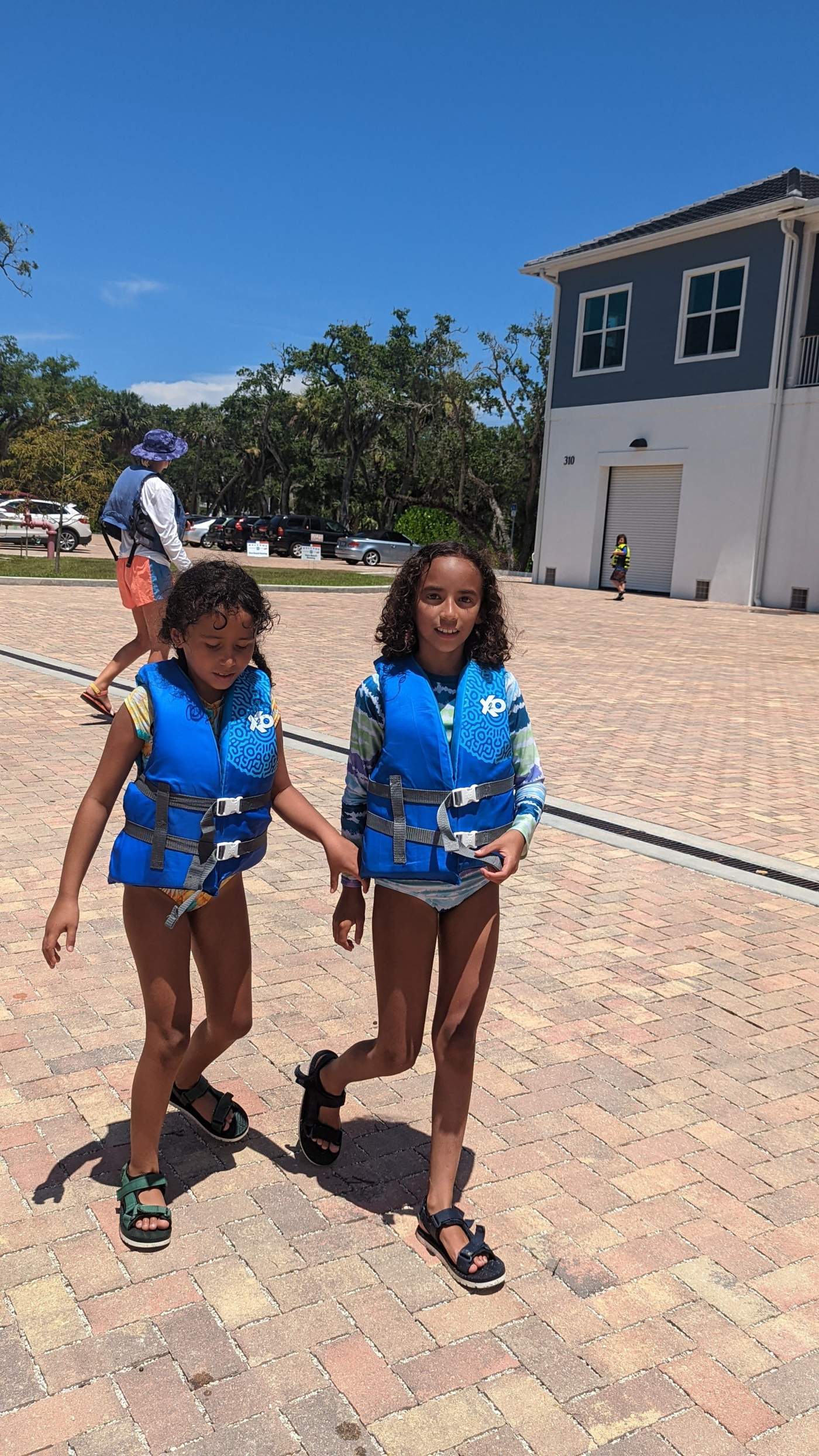 Two girls walking