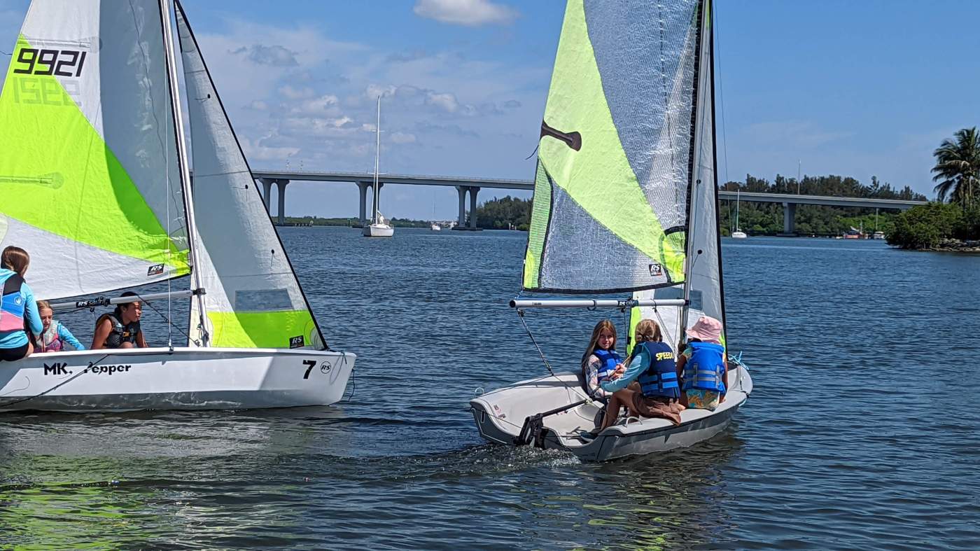 Children sailing a boat