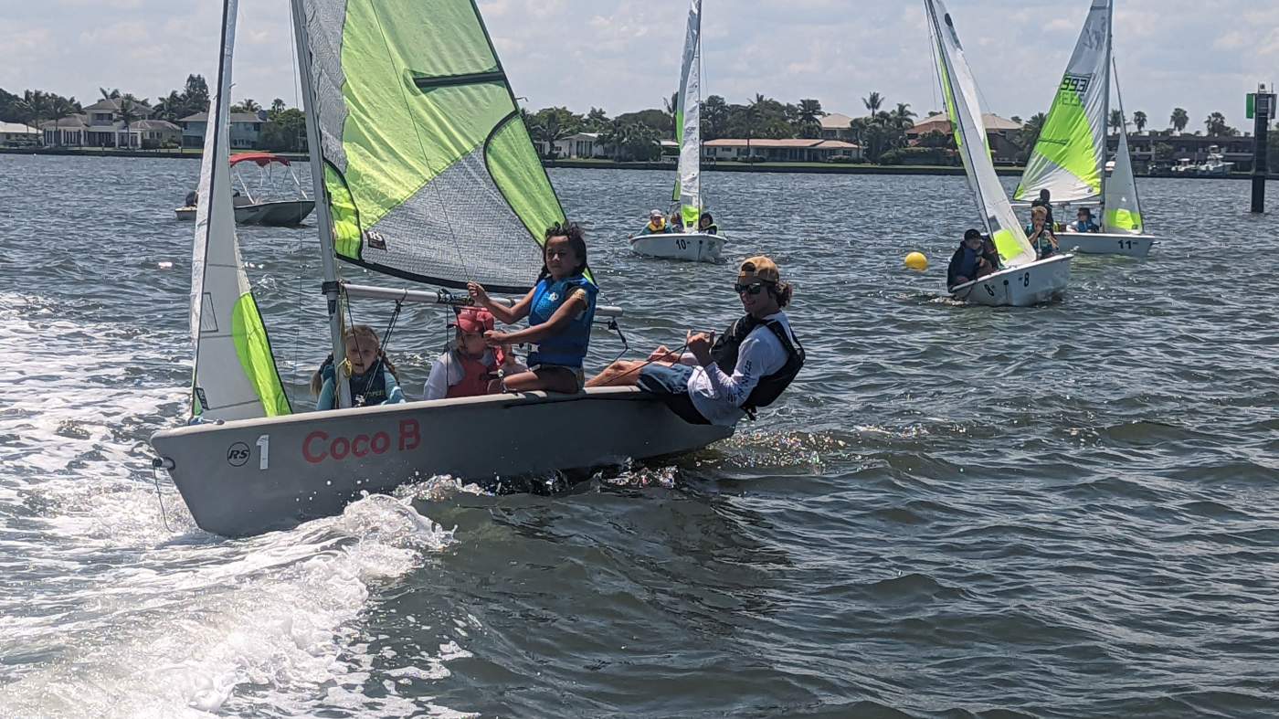 Children sailing a boat