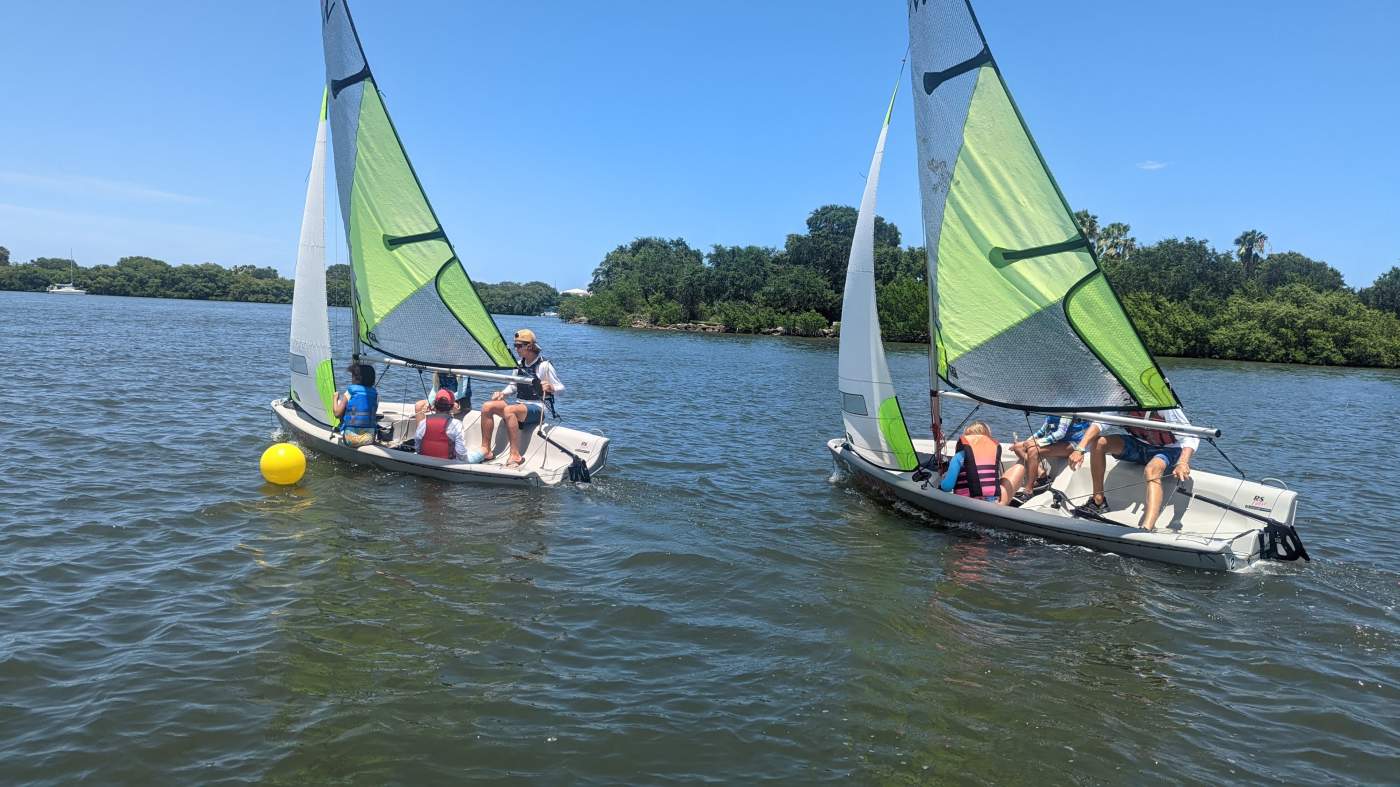 Children sailing a boat