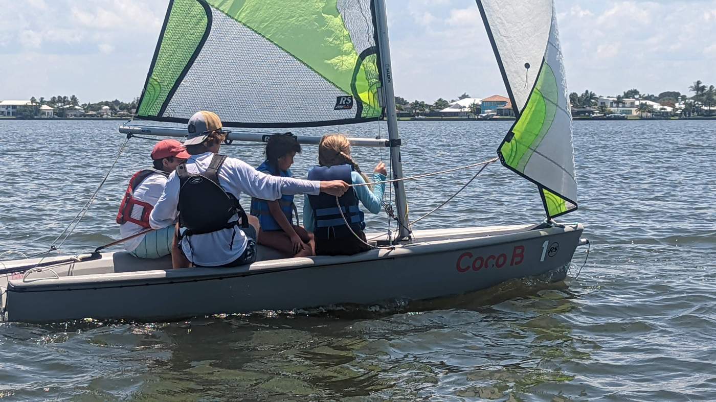 Children sailing a boat