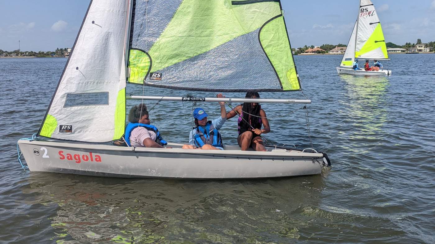 Children sailing a boat