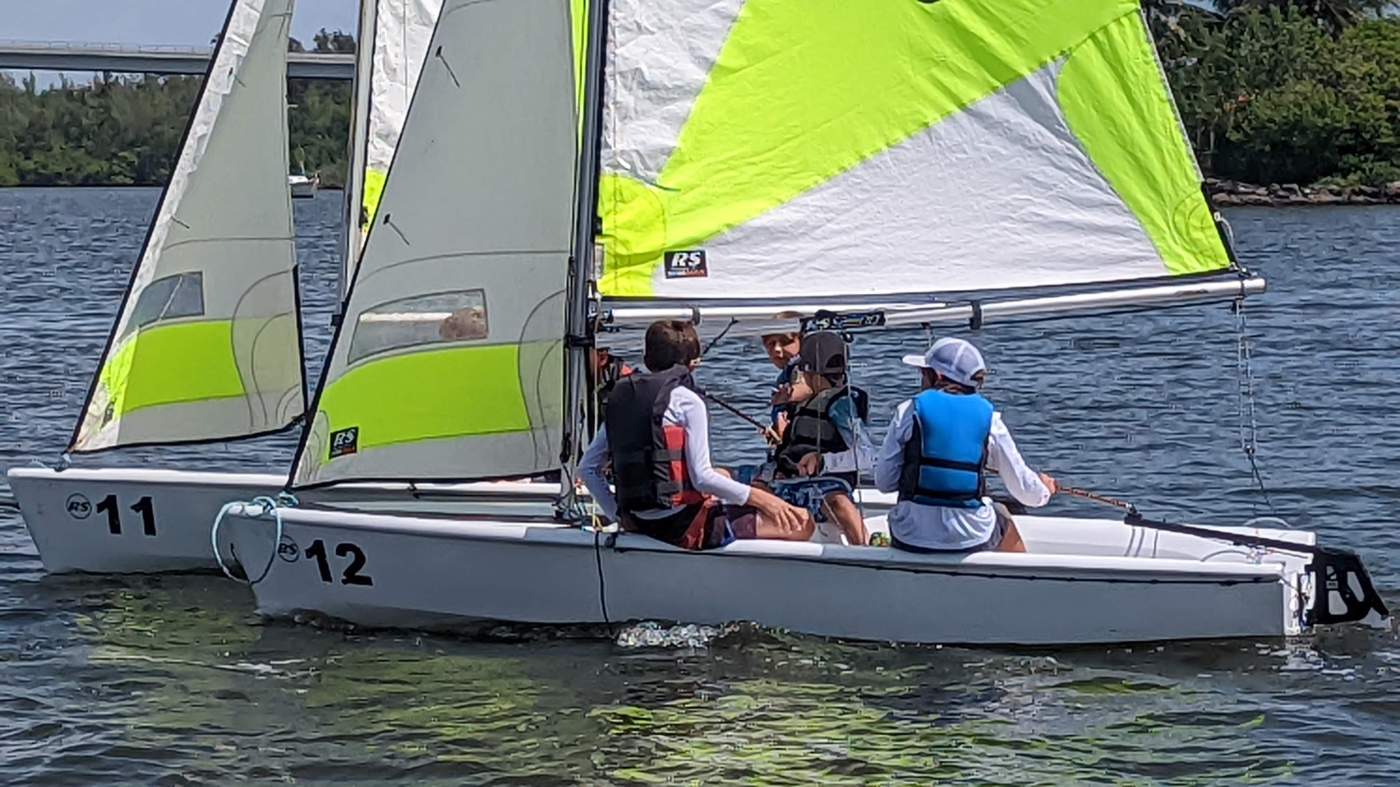 Children sailing boats