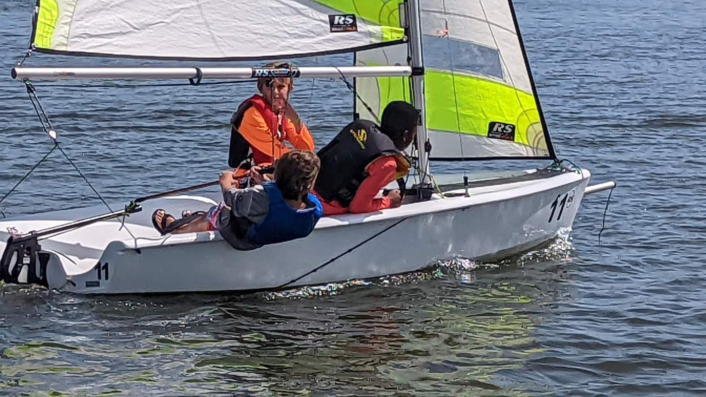 Three boys sailing