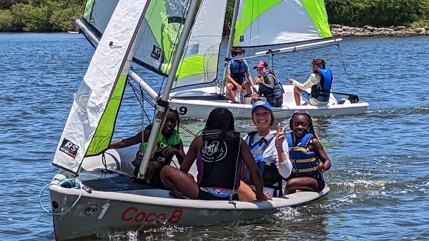 Two sailboats on the lagoon