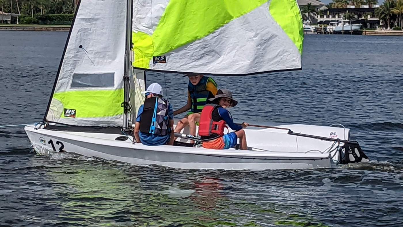 Children sailing a boat